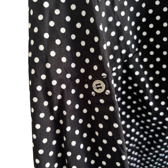 New York & Company Button Up Shirt Polka Dot Roll Tab Office Casual Size Large - Picture 6 of 16